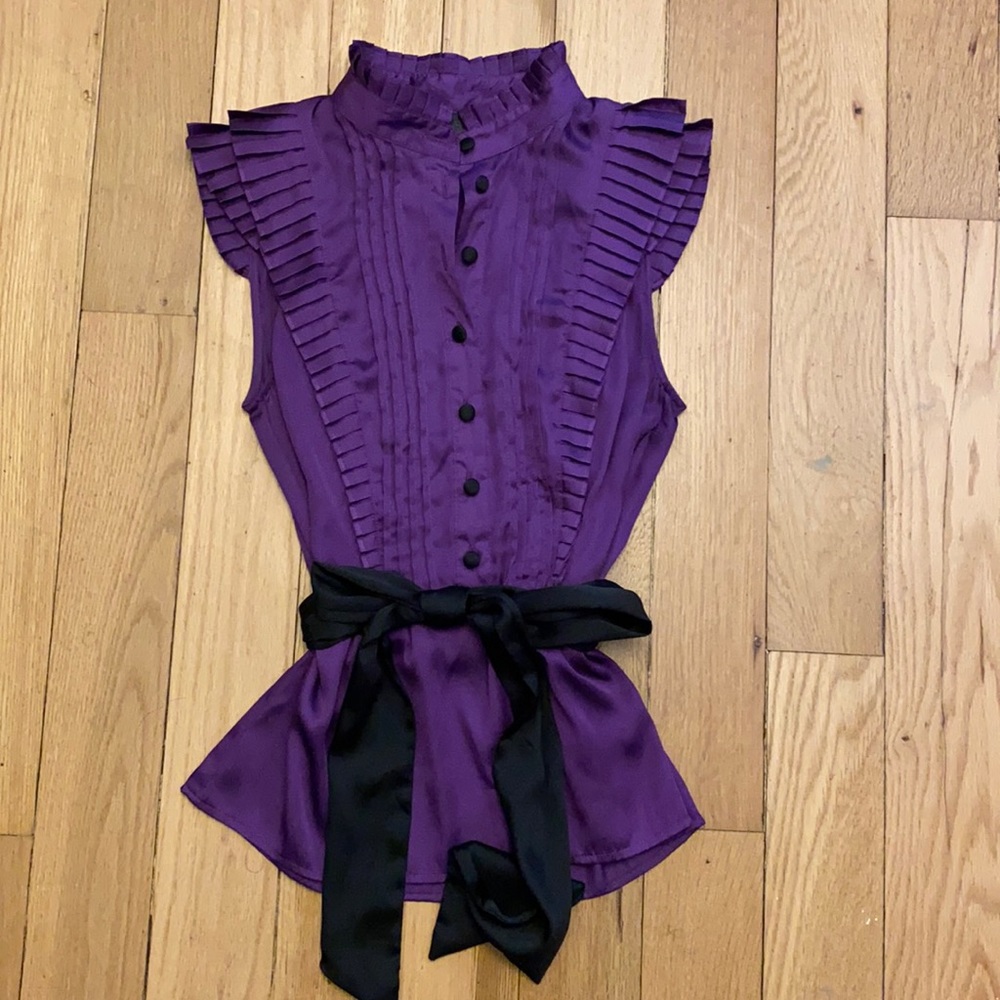 H&M Purple and Black ruffle top
